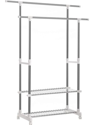 Songmics Elbise Askısı, 95-172 cm Ayarlanabilir 2 Ayakkabı Raflı, Paslanmaz Çelik Kaplama Borular, L