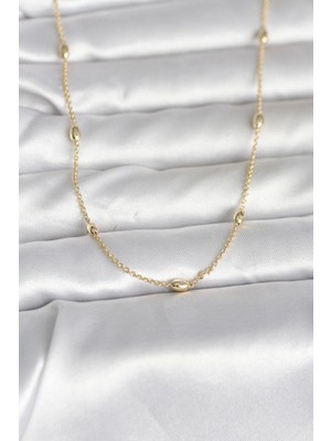Mey İthalat Mey Ithalat® cm 14K Gold Renk Damla Topçuk Model Zincirli 60 cm Kadın Kolye