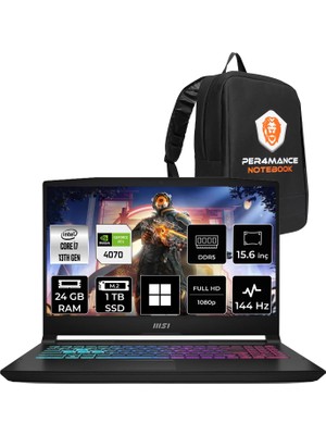 MSI Msı Katana 15 I7 13620H RTX4070 8gb 24GB Ram 1tb SSD 15.6" Fhd 144Hz WIN11 Pro B13VGK1610TRP403 Gaming Laptop + Per4 Çanta