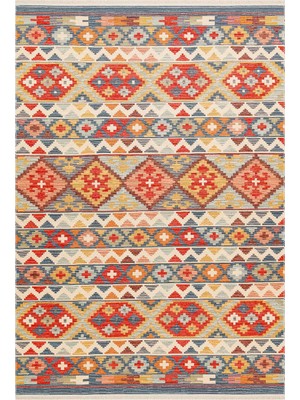 Cool Halı Beykoz Çok Renkli Etnik Bohem Makinada Yıkanabilen Dekoratif Genç Odası Balkon Mutfak Yazlık Kilim