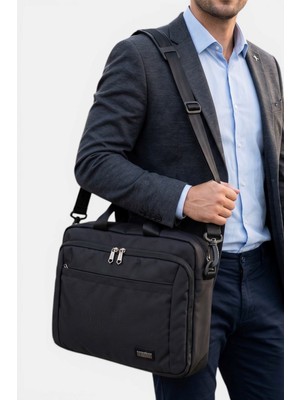 Lederax Siyah Kumaş Evrak ve 15.6 Inç Laptop Çantası LD669