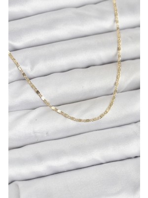 Mey İthalat Mey Ithalat® cm 14K Gold Renk Ezme Zincir Model 60 cm Kadın Kolye