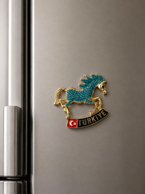 Magnet Kanatlı At Figürlü Taşlı Türkiye Buzdolabı Magneti – Dekoratif Hediyelik Souvenir