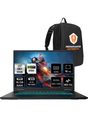 Gigabyte Gaming A16 I7 13620H RTX5060 8gb 16GB Ram 4+4tb SSD 16" Fhd+ 165Hz Freedos A16CVHP312 Gaming Laptop + Per4 Çanta