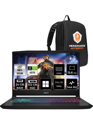 MSI Msı Katana 15 I7 13620H RTX4070 8gb 24GB Ram 512GB SSD 15.6" Fhd 144Hz WIN11 Pro B13VGK1610TRP402 Gaming Laptop + Per4 Çanta
