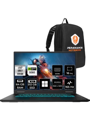 Gigabyte Gaming A16 I7 13620H RTX5060 8gb 64GB Ram 512GB SSD 16" Fhd+ 165Hz WIN11 Pro A16CVHP446 Gaming Laptop + Per4 Çanta