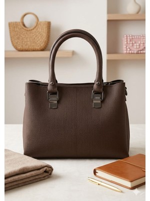 Linas Collection Modern Dokulu Minimalist Kadın El ve Omuz Çantası