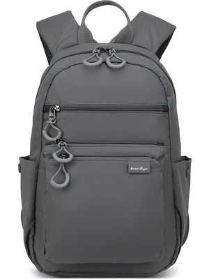 Smart Bags Koyu Gri Günlük Orta Boy Hafif Kumaş Kadın Sırt Çantası