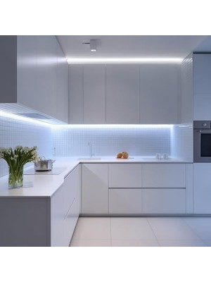 Mabeyn Şerit LED 2.5 Metre Beyaz - Iç Mekan Tak Çalıştır Adaptör Dahil 12V IP20 Yeni Nesil Yüksek Lümen, Tezgah, Dolap, Mutfak, Ayna Aydınlatma Için