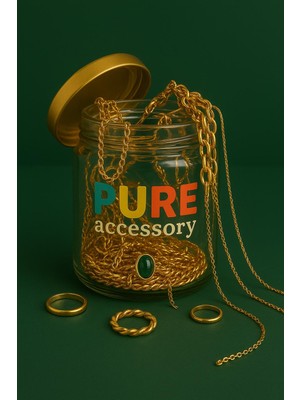 Pure 5'li Orta Boy Takı Kavanozu - Gold Renk