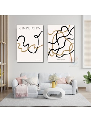 Artarilion Dikey 2'li Kanvas Tablo Seti Minimalist Bohem Tablo Line Art Çizgiler Modern Ev Tablosu Ev Ofis Hediyesi