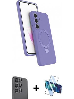 Marsilyan™- Galaxy S24 Fe Kılıf Iz Işık Koleksiyonu - Siyah 3D Antistatik Cam Ekran Koruyucu + Raze Metal Kamera Lens - Sh