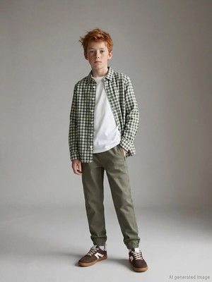LC Waikiki Lcw Kids Haki Loose Fit Erkek Çocuk Jogger Pantolon