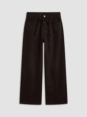 LC Waikiki Lcw Kids Kahverengi Wideleg Kız Çocuk Gabardin Pantolon