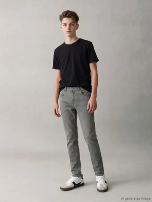 LC Waikiki Lcw Kids Gri Süper Skinny Fit Erkek Çocuk Jean Pantolon