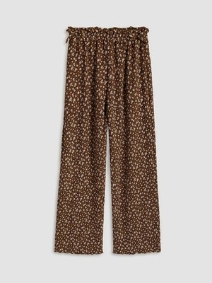 LC Waikiki Lcw Kids Kahverengi Çiçek Baskılı Geniş Paça Kız Çocuk Pantolon