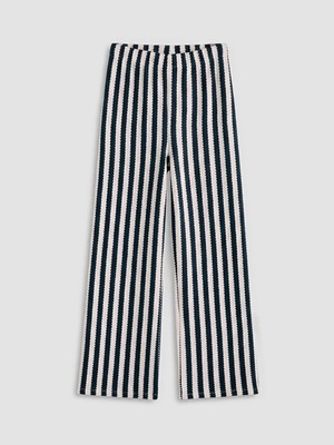 LC Waikiki Lcw Kids Siyah Beli Lastikli Geniş Paça Kız Çocuk Pantolon