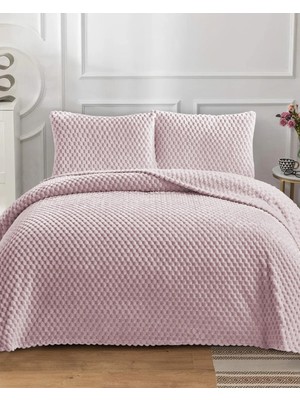 Lal Home Deco Petek Wellsoft Çift Kişilik Yatak Örtüsü Seti 230X250CM - 2 Yastıklı Lüks Yumuşak Dokulu - Pembe
