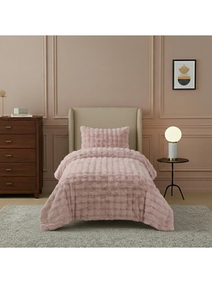 Lal Home Deco Loria Tek Kişilik Peluş Yatak Örtüsü 160X220CM - Wellsoft Yumuşak Dokulu Pembe