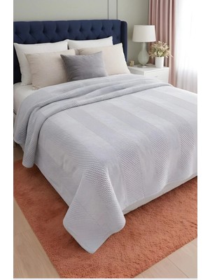 Lal Home Deco Line Wellsoft Çift Kişilik Jakarlı Battaniye Gri