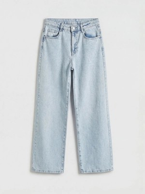 LC Waikiki Lcw Kids Mavi Wideleg Fiyonk Nakışlı Kız Çocuk Jean Pantolon