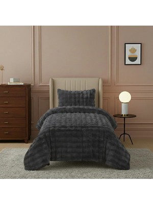 Lal Home Deco Loria Tek Kişilik Peluş Yatak Örtüsü 160X220CM - Wellsoft Yumuşak Dokulu Siyah