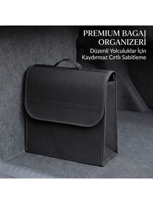 Multi Trendy Oto Bagaj Çantası Siyah Keçe Bagaj Düzenleyici Organizer Toparlayıcı Mektup Dikey Bagaj Çantası