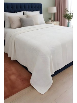 Lal Home Deco Line Wellsoft Çift Kişilik Jakarlı Battaniye Krem