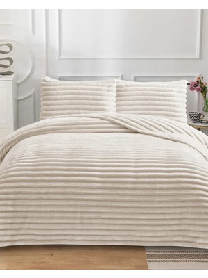 Lal Home Deco Serra Rabit Tek Kişilik Wellsoft Yatak Örtüsü Seti 180X240CM - Yumuşak Dokulu Yastıklı - Krem