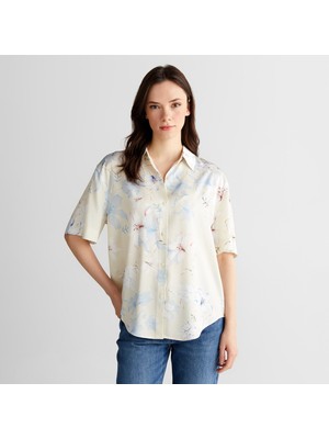 Gant Kadın Pembe Relaxed Fit Klasik Yaka Desenli Gömlek