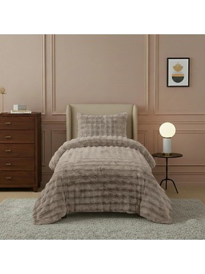 Lal Home Deco Loria Tek Kişilik Peluş Yatak Örtüsü 160X220CM - Wellsoft Yumuşak Dokulu Kahverengi