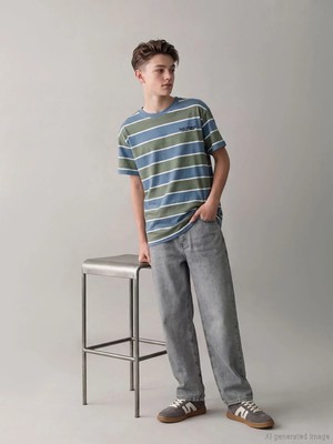 LC Waikiki Lcw Kids Gri Baggy Fit Erkek Çocuk Jean Pantolon