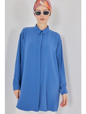 Bigdart Kadın Uzun Gömlek Tunik 5945 - Saks