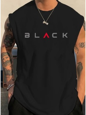 Punix Punıx Büyük Beden Özel Seri Black Baskılı Yeni Sezon Yazlık Kolsuz Erkek T-Shırt