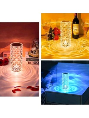 Zero Land Ilkeshop Masa ve Gece Lambası Şık ve Dalı Sensörlü Şarjlı Kristal Lamba