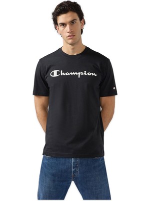 Champion 221814 Script Shop -Sleeve Tee Siyah Erkek T-Shirt