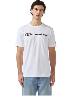Champion 221814 Script Shop -Sleeve Tee Beyaz Erkek T-Shirt