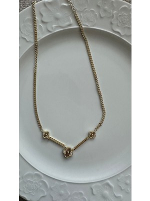 Stainless Steel Yonca  Detay 14K Çelik Kolye