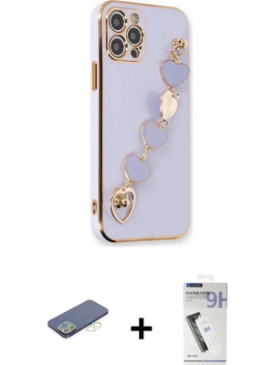 Marsilyan™- iPhone 12 Pro Kılıf Nova Işık Prime - Şeffaf Uv Polymer Nano Ekran Koruyucu + Renkli Kamera Lens Koruma Cam - Yl