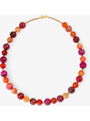 THEIA GemWorks Sha - Turuncu Akik, Pembe Akik ve Hematit Taşlı El Yapımı Kolye