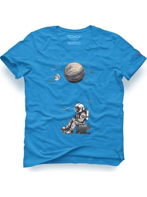 Tarrzzcom Unisex Tasarım Tshirt Kayada Oturan Astronot