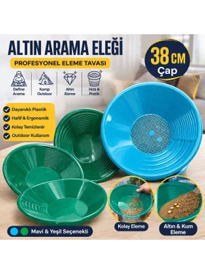 Gold Pan Altın Eleme Tavası 38 cm Büyük Boy Define Altın Arama Seti 2’li Elekli Set