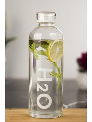 Verto H2O Borosilikat Cam Matara Vakum Kapaklı Su Şişesi Suluk Beyaz 1000 ml