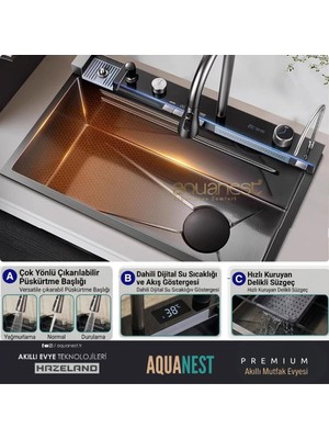 Hazeland Aquanest Premium 5 Tuşlu Akıllı Evye Honeycomb Design