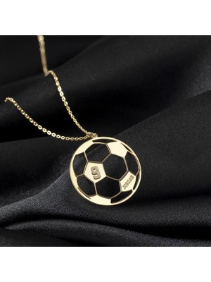 Özer Gümüş 925 Ayar Gümüş Zincirli Kişiye Özel Futbol Topu Kolye [ Özel Kutulu, Hediyelik Takı ]