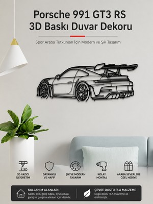 ModuLab 3D Spor Araba Duvar Dekoru – Spor Araba Tasarımlı 3D Baskı Modern Oda ve Ofis Süsü