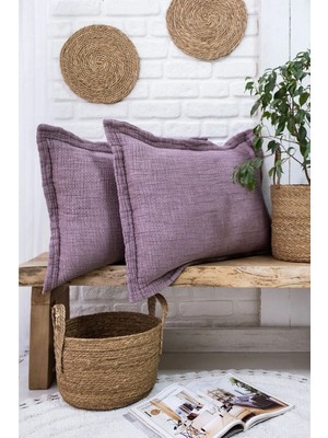 Layan Home %100 Pamuk Müslin 7 Kat Dolgulu Tekli Yastık Kılıfı