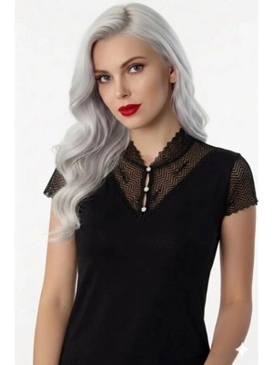 MTM My The Mall Giyim B641 Şahinler Düğmeli Dantelli Bluz
