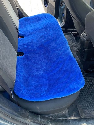 Verto Yumuşak Tüylü Peluş Serme Oto Koltuk Minder Arka Mavi