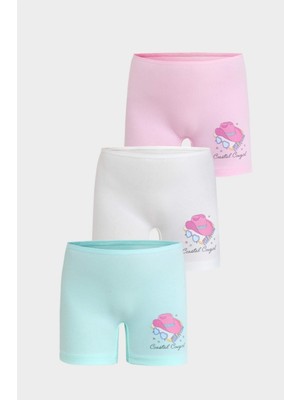 Berrak Kız Çocuk Pastel Renk %95 Pamuk Boxer 3’lü Set